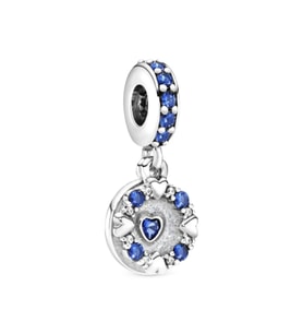 Nur Silver Sallantılı Mavi Kalp Gümüş Charm NUR-BL12487