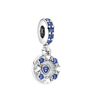 Nur Silver Sallantılı Mavi Kalp Gümüş Charm NUR-BL12487
