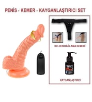 Lilitu Shop 19 cm Belden Bağlamalı Gerçekçi Titreşimli Dildo Vibratör Penis Set