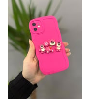 Iphone 14 Pro Max Uyumlu Sevimli Ayıcıklı Silikon Pembe Kılıf