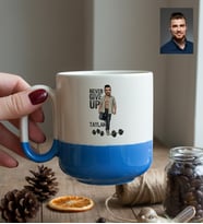 Kişiye Özel Karikatürlü Never Give Up Motivasyon Kupa Bardak Pro Doğum Günü Hediyesi
