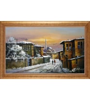 Çerçeveli Paspartulu Manzara Tablo ah1957 (Gold)