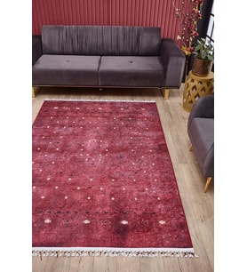 Dijital Kaymaz Yıkanabilir Kırmızı Eskitme Salon Halısı Mutfak Halısı Koridor Halısı Yolluk HLN5053