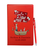 Sevgililer Gününe Özel Kırmızı Defter Kalem Hediye Seti 8