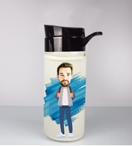 Kişiye Özel Karikatür Tasarım Özel Koruma Kılıflı Cam Matara 95943
