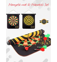 Yüksek Kalite En Büyük Boy Mıknatıslı Manyetik Dart Seti Çift Yönlü Rulo Hedef Tahtası 6'lı Dartboard 40 x 48 CM