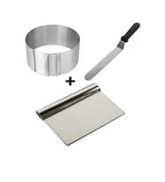 Ayarlanabilir Çelik Pasta Spatulası 3'lü Set, Hamur ve Kek Kazıyıcı