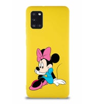 Samsung Galaxy A31 Soft Premier Kapak Minnie Mouse-E Tasarımlı Silikon Kılıf - Sarı (Şeffaf)