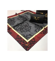 Mandala Desen Black Seri Twill Eşarp Eşarp Askısı ile Birlikte 90x90 cm KIRMIZI-