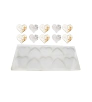 Epoksi Reçine Silikon Kalıp Çoklu KALP Magnet Kalıbı Seri Döküm Kalıbı 6 CM 10 Lu
