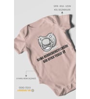 Bana Reddedemeyeceğim Bir Uyku Teklif Et Baskılı Bebek Zıbını – Çıtçıtlı Body 8 Renk  %100 Pamuk Kısa Kol (Pastel Pembe)