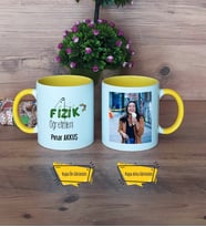 Fizik Öğretmeni Kupa Bardak Sarı Fotoğraflı Öğretmenler Günü Hediyesi