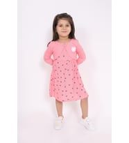Toontoy Kız Çocuk Göğsü Çiçek Detaylı Elbise (Pembe)