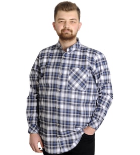 Mode XL Büyük Beden Erkek Gömlek Ekose Uzun Kollu 23300 Gri