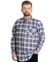 Mode XL Büyük Beden Erkek Gömlek Ekose Uzun Kollu 23300 Gri