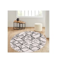 Eliana Home Baskılı, Yıkanabilir Kaymaz Taban Yuvarlak Halı LNA7104 120x120 cm (Bej)