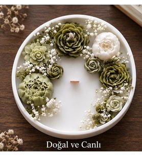 Dekoratif Özel Tasarım Tepsi içinde Kokulu Doğal Soya Mum