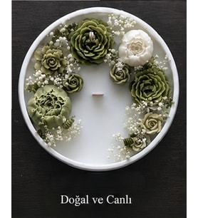 Dekoratif Özel Tasarım Tepsi içinde Kokulu Doğal Soya Mum