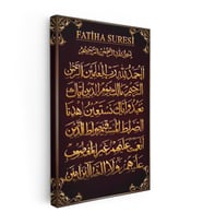 Dikey Kanvas Tablo Fatiha Suresi Başlıklı Hat Tasarımı Dini İslami Tablo Ev Ofis Duvar Dekoru