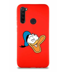Xiaomi Redmi Note 8 Soft Premier Kapak Donald Duck-E Tasarımlı Silikon Kılıf - Kırmızı (Şeffaf)