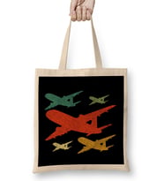 Retro Airplane Vintage Pilot Flying Bez Çanta Uzun Saplı
