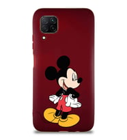 Huawei P40 Lite Soft Premier Kapak Mickey Mouse-D Tasarımlı Silikon Kılıf - Mürdüm (Şeffaf)