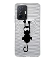 Xiaomi  Mi 11T  Kamera Korumalı Kapak Çizgi Kedi Tasarımlı Şeffaf  Kılıf