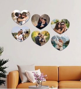 Kişiye Özel 6 Fotoğraflı Kalp Mdf Tablo