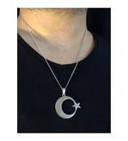 3.5 Cm Ay Yıldız Türk Bayrağı Sevgiliye Eşe Babaya Arkadaşa Hediye Beyaz Çelik Kolye