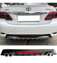Toyota Corolla Siyah Difüzör Difizör Yuvarlak Egzoz Görünüm Reflektörlü