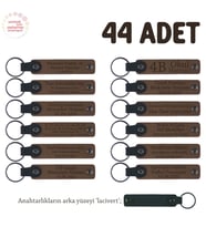 Açık Kahve & Lacivert, Yeni Evlenen Çiftler İçin Hediyelik Hatıra Anahtarlığı İsme Özel 44' lü Set
