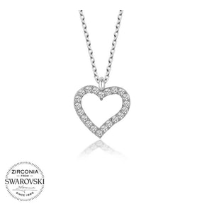 Swarovski Taşlı Gümüş Kalp Bayan Kolye