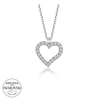 Swarovski Taşlı Gümüş Kalp Bayan Kolye