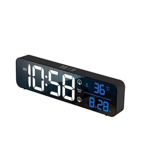 Monozone Hd LED Ekranlı Aynalı Elektronik Saat Dekoratif Aksesuar Büyük Ekran Sıcaklık Tarih Dijital Masa Saati Yatak Odası Ev Ofis Hediye