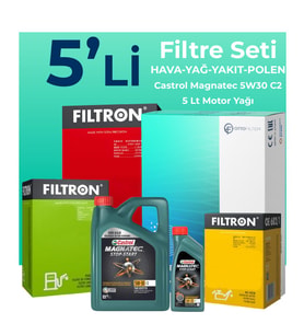 Filtron Jeep Compass 2.0 Dizel Filtre Bakım Seti Castrol Motor Yağlı (2006-2010) 5 Li