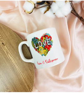 Kişiye Özel Love Kalp Tasarımlı Kupa Bardak