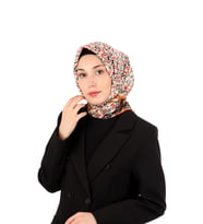 Bursa İpek Kırmızı Sarmaşık Desen Sura İpek Eşarp