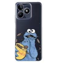 Realme C53 Uyumlu Susam Sokağı Kurabiye Canavarı Desenli Şeffaf Telefon Kılıfı
