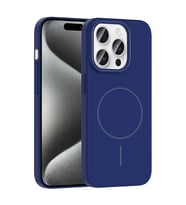 Apple iPhone 15 Pro Uyumlu Kılıf M-safe Şarj Özellikli Zore Ruby Sert Kapak (Lacivert)
