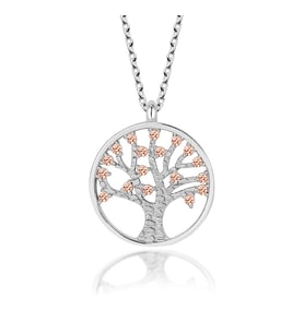 Swarovski Zirconia 925 Ayar Gümüş Kadın Hayat Ağacı Kolye  Swarovski Granat Taşlı Gerçek Gümüş Hayat Ağacı Kolye