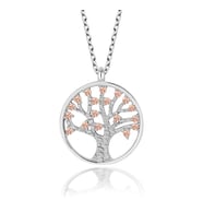 Swarovski Zirconia 925 Ayar Gümüş Kadın Hayat Ağacı Kolye  Swarovski Granat Taşlı Gerçek Gümüş Hayat Ağacı Kolye