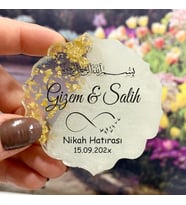 Epoksi Magnet Hediyelik - ETİKET DEĞİLDİR!! - Besmele Sonsuzluk Tasarım - Düğün, Nikah, Söz, Kına, Nişan Hatırası (Gold)