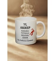 Akrep Burcu Temalı Burç Bardağı Kupa (Beyaz)