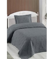 Tek Kişilik Düz Renk Kapitone Yatak Örtüsü, Sade Ve Şık Görünüm 175 X 250cm Gri