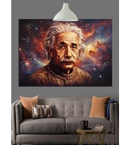 Albert Einstein Portre Düşünce Dekoratif Kanvas - Mdf Ahşap Tablo