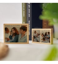 Fotoğraf Baskılı Masaüstü Mini Ahşap 2'li Foto Blok