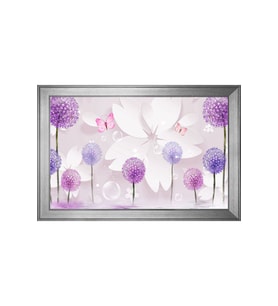 Soyut Şekiller ve Çiçekler Motifli Kanvas Tablo 80 x 110 cm Silver Çerçeve
