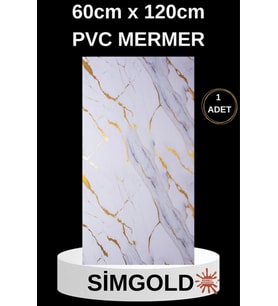 Alternatif Kaplama UV PVC Mermer Panel SimGold 1 Adet 60x120cm Ev Ofis Otel Duvar Kaplama Paneli