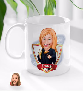 BK Gift Kişiye Özel İsimli Kadın Hakim Karikatürlü Beyaz Kupa Bardak-1