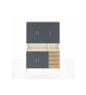 Arges Dolap 7 Raflı 4 Çekmeceli 5 Kapaklı 132x30x195 Aytaşı-Antrasit/Çam